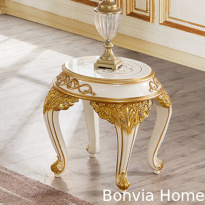 Étagère de télévision de luxe de style royal de style européen de luxe meubles de villa de maison de rangement blanc et or grand stand de télévision de salon en bois