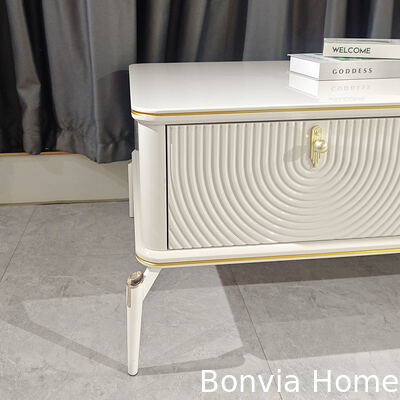 Meuble TV moderne rectangulaire en bois blanc pour salon, grand rangement, meuble TV de luxe en bois pour la maison