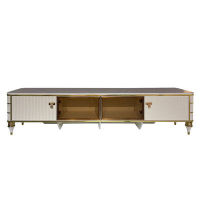 Étagère de télévision en bois blanc nordique de haute qualité Entreposage Meubles pour la maison Hôtel Moderne Luxe MDF Salle de séjour Cabinet de télévision