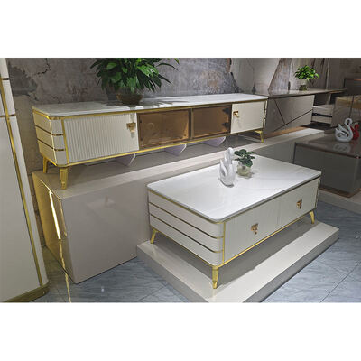 Étagère de télévision en bois blanc nordique de haute qualité Entreposage Meubles pour la maison Hôtel Moderne Luxe MDF Salle de séjour Cabinet de télévision