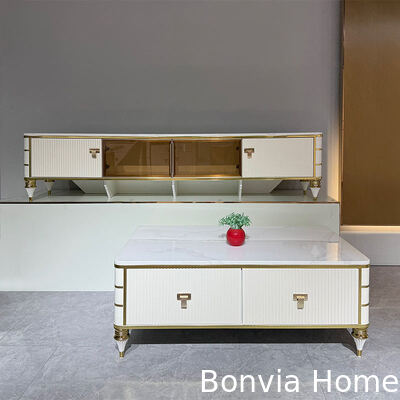 Étagère de télévision en bois blanc nordique de haute qualité Entreposage Meubles pour la maison Hôtel Moderne Luxe MDF Salle de séjour Cabinet de télévision