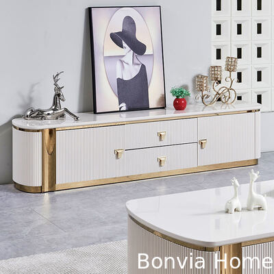 Ensemble de meubles de table basse et de meuble TV moderne de luxe en bois, grand rangement, blanc, bois, table basse de salon