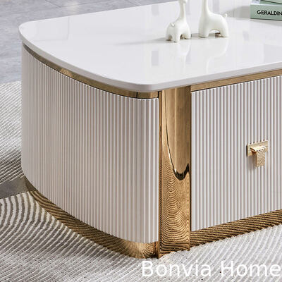 Ensemble de meubles de table basse et de meuble TV moderne de luxe en bois, grand rangement, blanc, bois, table basse de salon