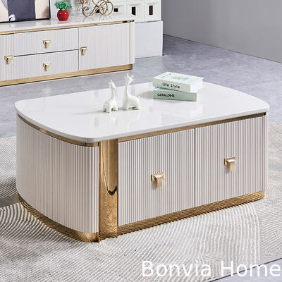 Ensemble de meubles de table basse et de meuble TV moderne de luxe en bois, grand rangement, blanc, bois, table basse de salon