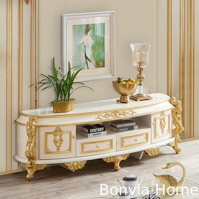Ensemble de table basse de luxe royal doré de style européen, mobilier de maison, table basse centrale classique française en bois pour salon