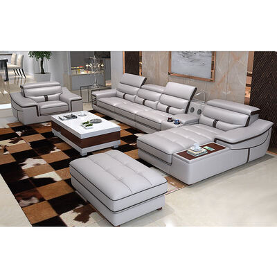 Villa moderne modulaire en forme de L salon canapé ensemble de maison meubles coin de loisirs canapé sectional en cuir de luxe