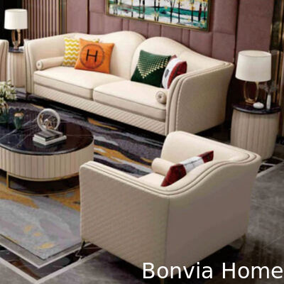 Modern Villa Modular L Shape Living Room Sofa Set Home Furniture Leisure Corner Luxury Leather Sectional Sofa
