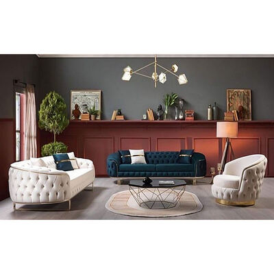 American Design Modular Leather Sofa Set Furniture 3 2 1 Seater Sectional Modern Luxury Velvet Fabric Chesterfield Sofa