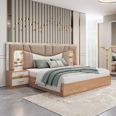 Meuble De Chambre Meubles de chambre modernes Ensemble de taille king Lit cadre en bois Maison de luxe Ensemble de meubles turcs