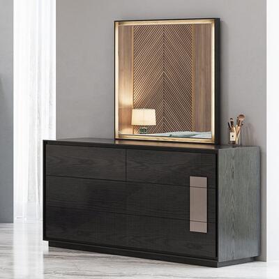 Lit minimaliste de taille royale Luxe ensemble de chambre Hôtel Appartement Armature en bois Ensemble de meubles de chambre moderne avec placard