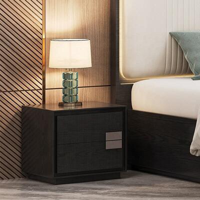 Lit minimaliste de taille royale Luxe ensemble de chambre Hôtel Appartement Armature en bois Ensemble de meubles de chambre moderne avec placard