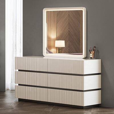 Modern Luxury King Size Chambre à coucher Ensemble de lit double LED Table d'entrée Hôtel Maison Chambre principale Ensemble complet de meubles de chambre en bois