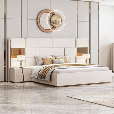 Ensemble de meubles de chambre à coucher en bois, lit king Size de luxe, Double, moderne, avec coiffeuse, commode, nouveau Design