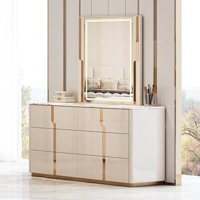 Ensemble de meubles de chambre à coucher en bois, lit king Size de luxe, Double, moderne, avec coiffeuse, commode, nouveau Design