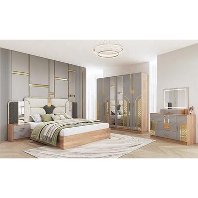 Chambre a Couch Ensemble de chambre à coucher turc taille roi Chambre de chambre à coucher double cadre en bois pas cher Luxe Ensemble de meubles de chambre moderne