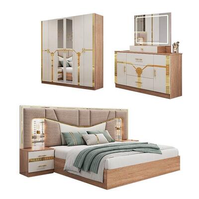 Meuble De Chambre Meubles de chambre modernes Ensemble de taille king Lit cadre en bois Maison de luxe Ensemble de meubles turcs
