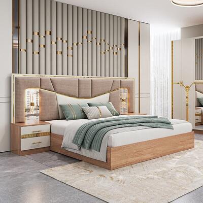 Meuble De Chambre Meubles de chambre modernes Ensemble de taille king Lit cadre en bois Maison de luxe Ensemble de meubles turcs