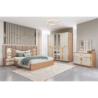 Meuble De Chambre Meubles de chambre modernes Ensemble de taille king Lit cadre en bois Maison de luxe Ensemble de meubles turcs