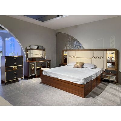 Foshan en gros Luxe Ensemble de chambre à coucher complet 5 pièces taille roi Lit Suite cadre en bois Ensemble de meubles de chambre moderne turc