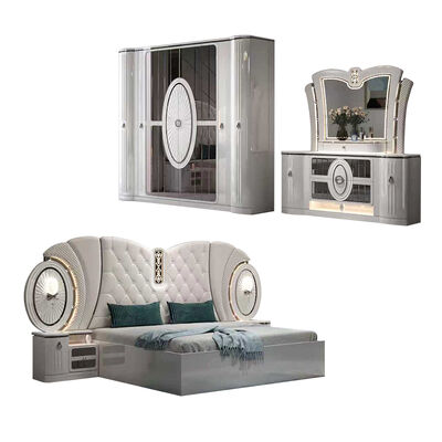 Ensemble de meubles de chambre à coucher de luxe moderne, prix en vrac, cadre de lit king Size, chambre principale, ensembles de chambre turcs complets avec lumières Led
