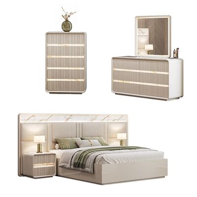 Vente en gros de meubles de chambre contemporains maison chambre principale hôtel appartement cadre en bois taille roi ensemble de chambre moderne de luxe