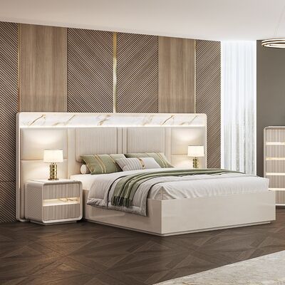 Vente en gros de meubles de chambre contemporains maison chambre principale hôtel appartement cadre en bois taille roi ensemble de chambre moderne de luxe