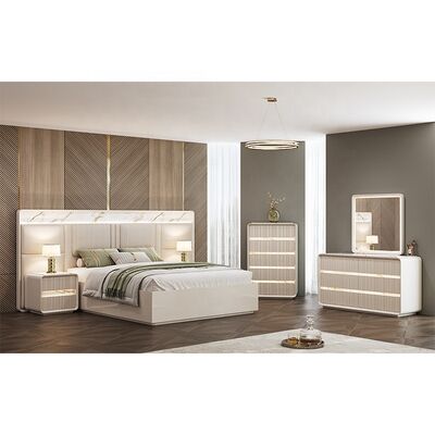Vente en gros de meubles de chambre contemporains maison chambre principale hôtel appartement cadre en bois taille roi ensemble de chambre moderne de luxe