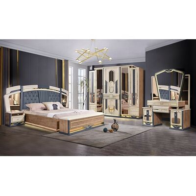 Chambre a Coucher Complet De Luxe Chambre à coucher Ensembles de grande taille Lit Chambre à la maison Chambre à double cadre en bois Ensemble de meubles de chambre moderne de luxe