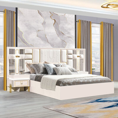 Bon prix Ensemble de meubles de chambre de luxe Ensemble de chambre italienne en cuir