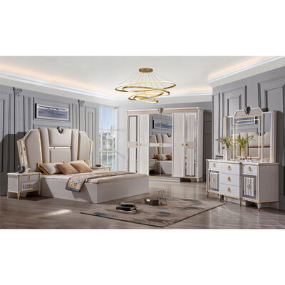 Couverture en velours moderne en arrière-plan Chambre en bois de taille royale Ensembles de lits Meubles de lit de reine