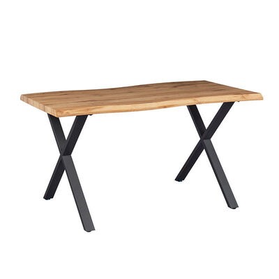 Table à manger à bord en direct de style minimaliste Base métallique Meubles de salle à manger en bois Table à manger moderne Ensemble de 6 places