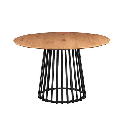 Table à manger à bord en direct de style minimaliste Base métallique Meubles de salle à manger en bois Table à manger moderne Ensemble de 6 places