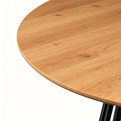 Table à manger à bord en direct de style minimaliste Base métallique Meubles de salle à manger en bois Table à manger moderne Ensemble de 6 places