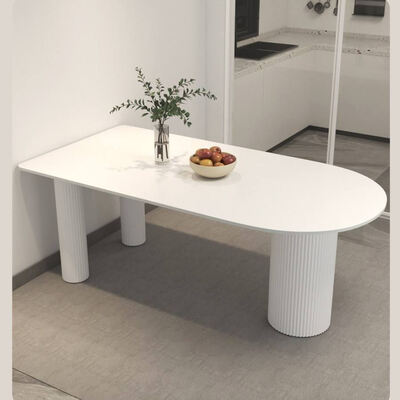 Table à manger scandinave blanche ensemble de base métallique Meubles de salle à manger de pierre ardoise haut table à manger moderne pour appartement d'hôtel