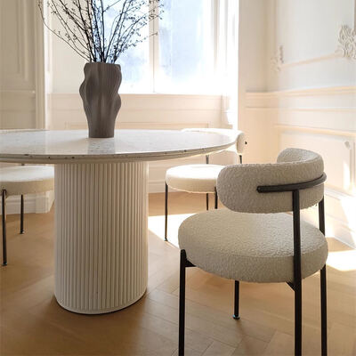 Meubles de maison nordiques Table à manger ronde blanche 6 places Table à manger moderne de luxe en bois et chaises pour salle à manger