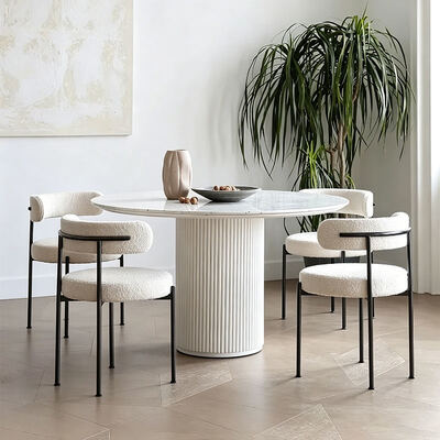 Meubles de maison nordiques Table à manger ronde blanche 6 places Table à manger moderne de luxe en bois et chaises pour salle à manger