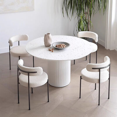 Meubles de maison nordiques Table à manger ronde blanche 6 places Table à manger moderne de luxe en bois et chaises pour salle à manger