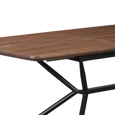 Table à manger rectangulaire minimaliste, meubles de salle à manger, cadre en métal, Table de cuisine, bord vivant, Table à manger moderne en bois, vente en gros