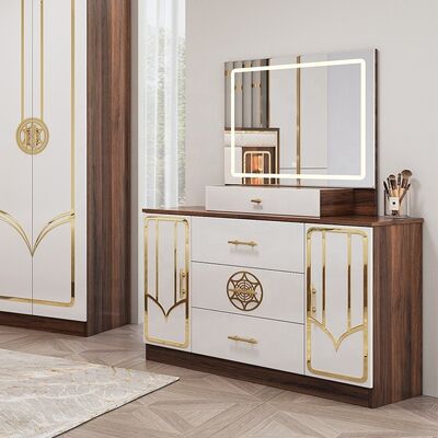 Chine en gros Pas cher Ensemble de meubles de chambre à coucher turcs En bois cadre de luxe King Size Lit Double plein Ensemble de chambre à coucher moderne de luxe