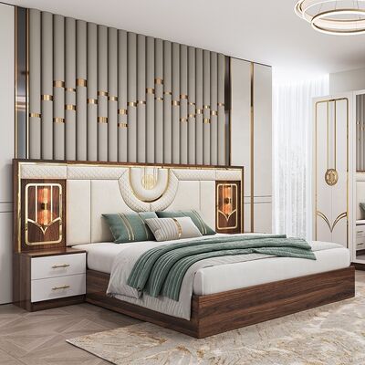 Chine en gros Pas cher Ensemble de meubles de chambre à coucher turcs En bois cadre de luxe King Size Lit Double plein Ensemble de chambre à coucher moderne de luxe