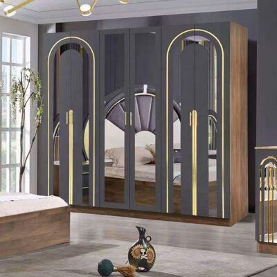 Ensembles de chambre de style turc Luxe taille roi Lit maison Chambre maîtresse Cadre en bois contemporain Ensemble complet de meubles de chambre moderne