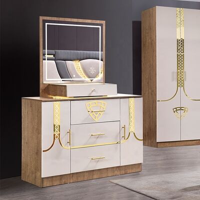 Ensemble Lit Armoire Et Coiffeuse Meubles Turcs Chambres à Coucher Luxe Lit King Size Meubles de Chambre en Bois Modernes