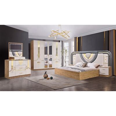 Ensemble Lit Armoire Et Coiffeuse Meubles Turcs Chambres à Coucher Luxe Lit King Size Meubles de Chambre en Bois Modernes