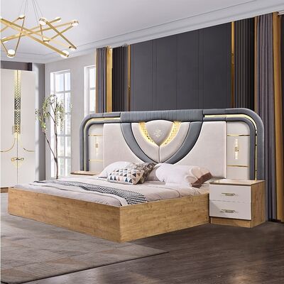 Ensemble Lit Armoire Et Coiffeuse Meubles Turcs Chambres à Coucher Luxe Lit King Size Meubles de Chambre en Bois Modernes