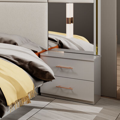 Ensemble de meubles de chambre à coucher de luxe en bois de taille Queen Size, lit King Size double en cuir au design moderne, armoire et commode, ensemble complet