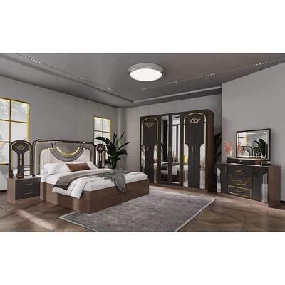 Ensemble de meubles de chambre moderne turc en gros Ensemble complet de 5 pièces de taille roi Chambre de couchée Cadre en bois Ensemble de meubles de chambre