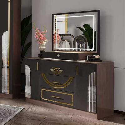 Ensemble de meubles de chambre moderne turc en gros Ensemble complet de 5 pièces de taille roi Chambre de couchée Cadre en bois Ensemble de meubles de chambre