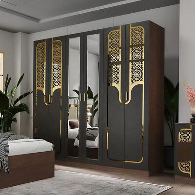 Ensemble de meubles de chambre moderne turc en gros Ensemble complet de 5 pièces de taille roi Chambre de couchée Cadre en bois Ensemble de meubles de chambre