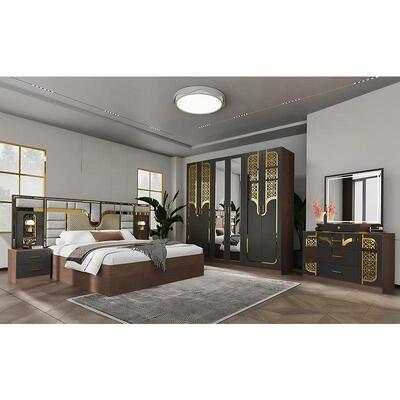 Ensemble de meubles de chambre moderne turc en gros Ensemble complet de 5 pièces de taille roi Chambre de couchée Cadre en bois Ensemble de meubles de chambre