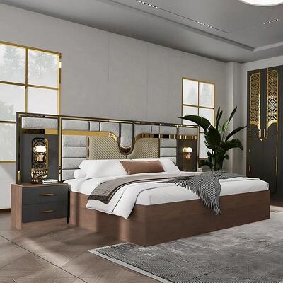 Ensemble de meubles de chambre moderne turc en gros Ensemble complet de 5 pièces de taille roi Chambre de couchée Cadre en bois Ensemble de meubles de chambre